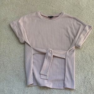 EXPRESS Striped Cap Sleeve Top with Tie Waist